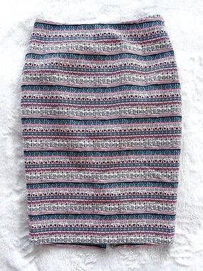 The Limited Pencil Skirt, Fun Tribal Boho Pattern, Size 4